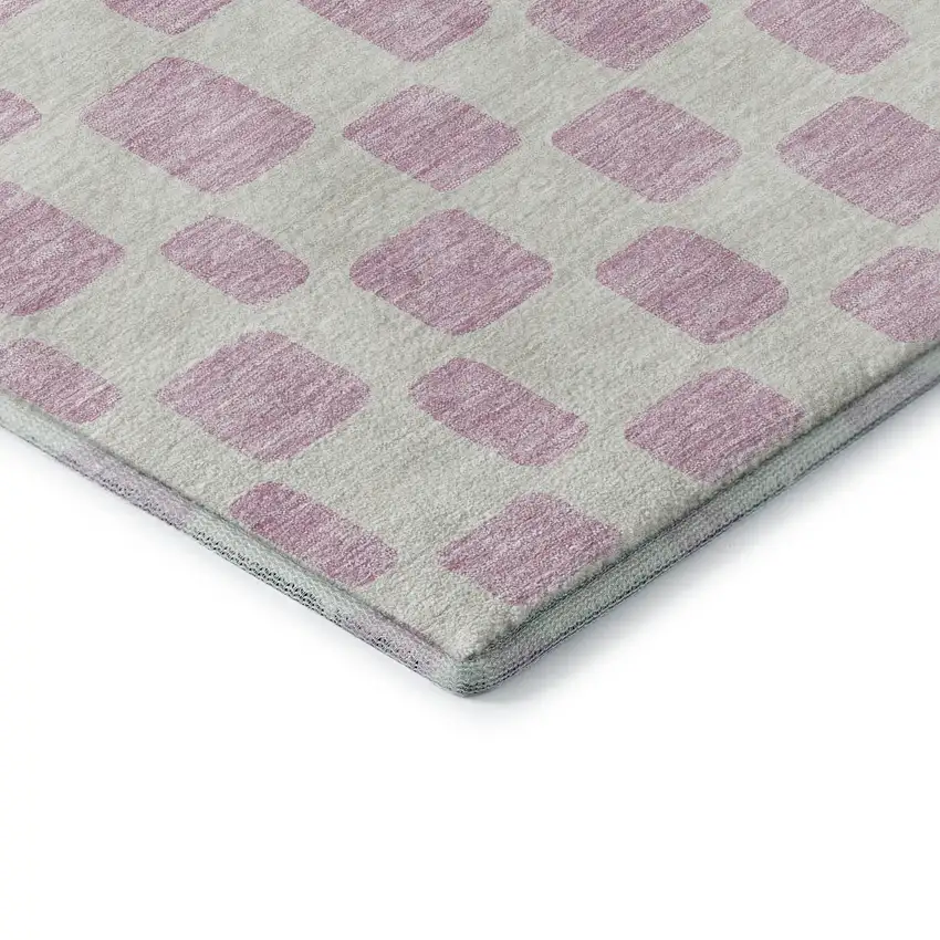 Pink And Ivory Geometric Washable Area Rug With UV Protection Photo 8