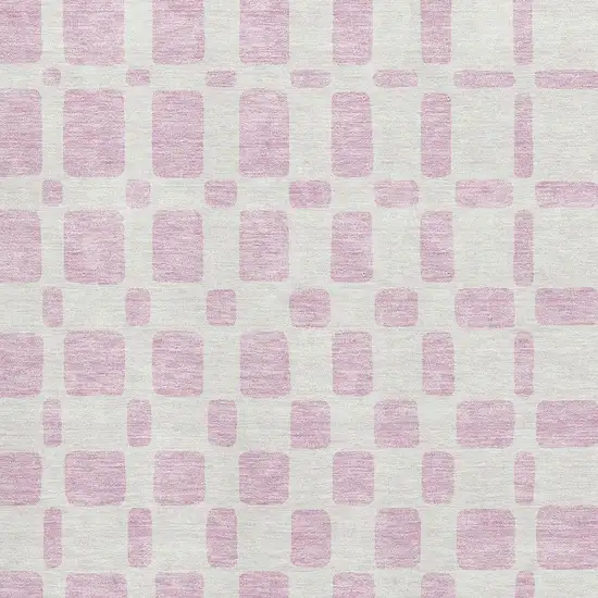 Pink And Ivory Geometric Washable Area Rug With UV Protection Photo 3