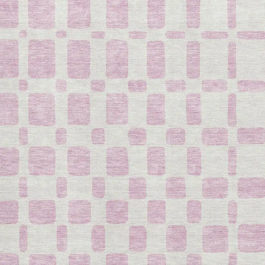 Pink And Ivory Geometric Washable Area Rug With UV Protection Photo 3
