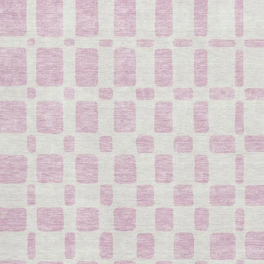 Pink And Ivory Geometric Washable Area Rug With UV Protection Photo 3