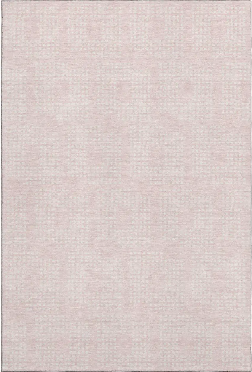Pink And Ivory Geometric Washable Area Rug With UV Protection Photo 5