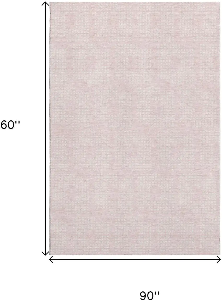 Pink And Ivory Geometric Washable Area Rug With UV Protection Photo 9