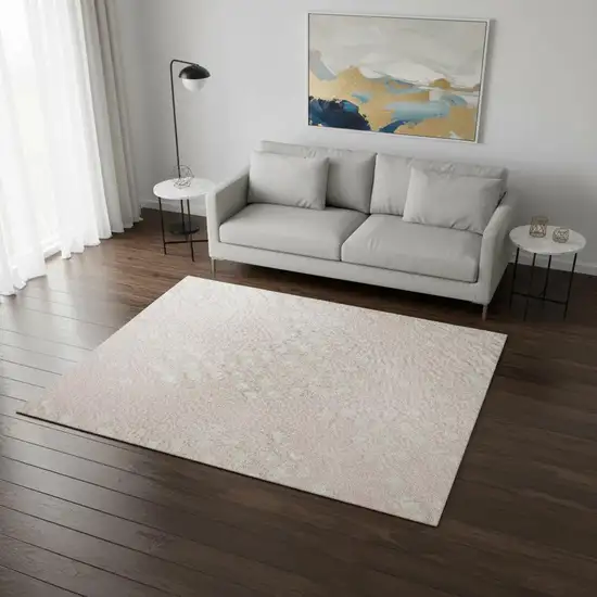 Pink And Ivory Geometric Washable Area Rug With UV Protection Photo 2