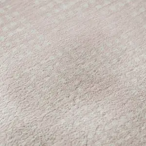 Photo of Pink And Ivory Geometric Washable Area Rug With UV Protection