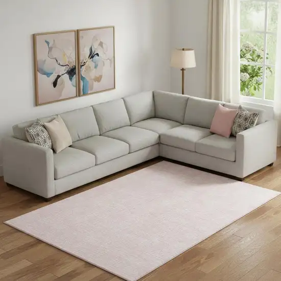 Pink And Ivory Geometric Washable Area Rug With UV Protection Photo 1