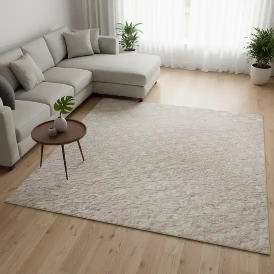 Pink And Ivory Geometric Washable Area Rug With UV Protection Photo 2