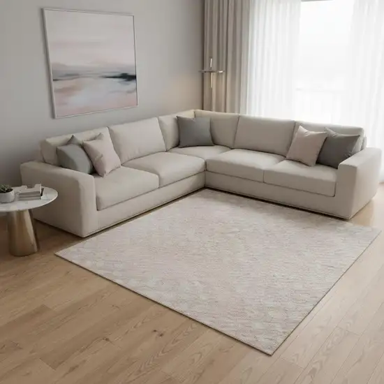 Pink And Ivory Geometric Washable Area Rug With UV Protection Photo 2