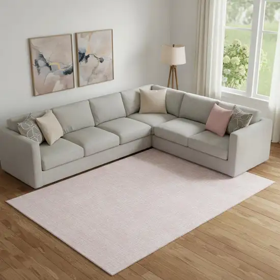 Pink And Ivory Geometric Washable Area Rug With UV Protection Photo 1