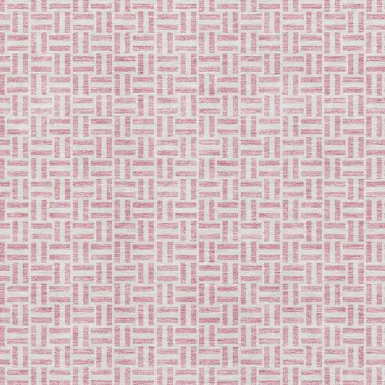 Pink And Ivory Geometric Washable Area Rug With UV Protection Photo 3