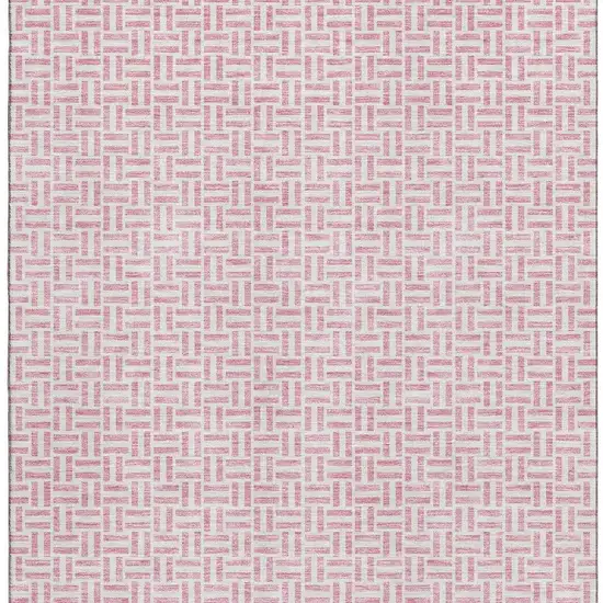 Pink And Ivory Geometric Washable Area Rug With UV Protection Photo 3