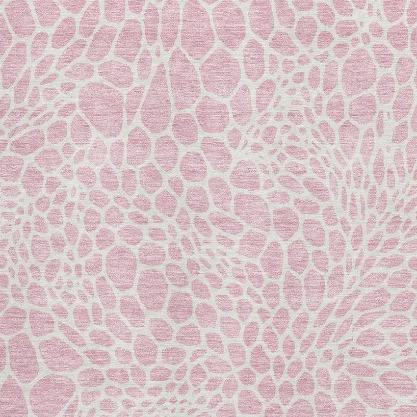 Pink And Ivory Geometric Washable Area Rug With UV Protection Photo 3