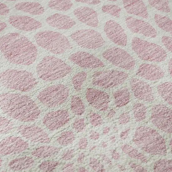 Pink And Ivory Geometric Washable Area Rug With UV Protection Photo 8