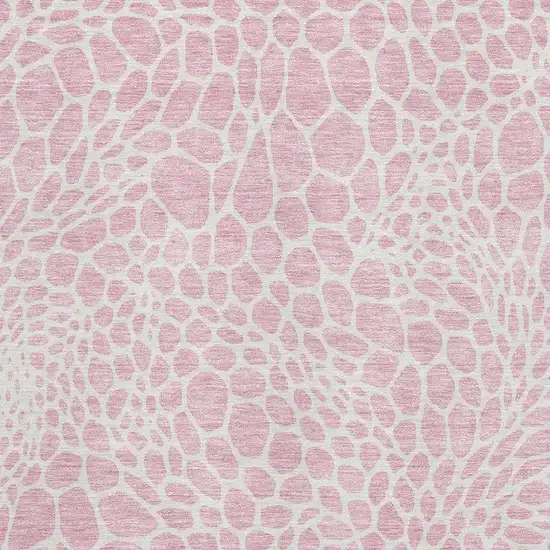 Pink And Ivory Geometric Washable Area Rug With UV Protection Photo 3