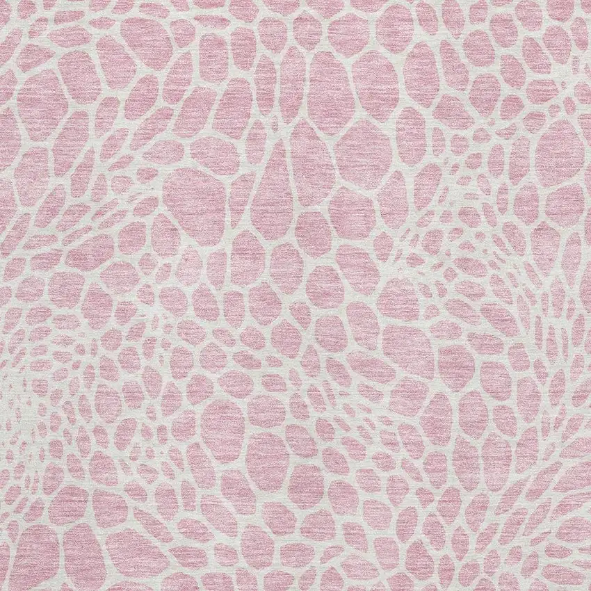 Pink And Ivory Geometric Washable Area Rug With UV Protection Photo 3