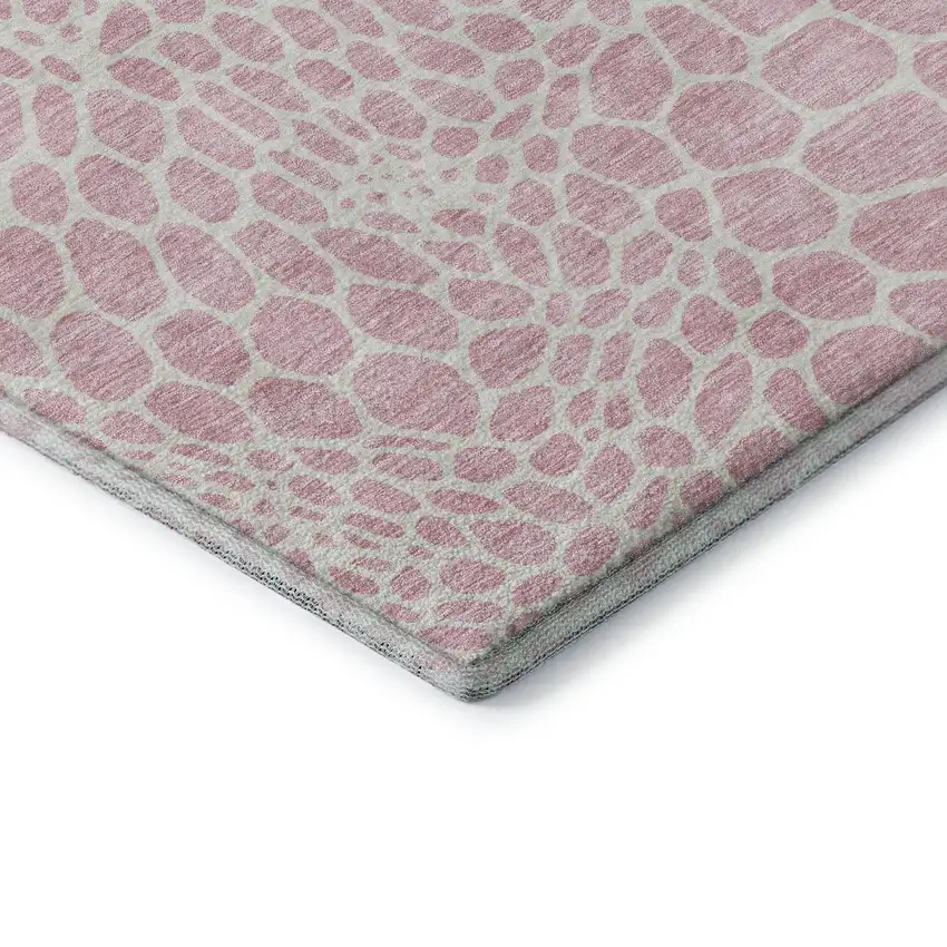 Pink And Ivory Geometric Washable Area Rug With UV Protection Photo 8