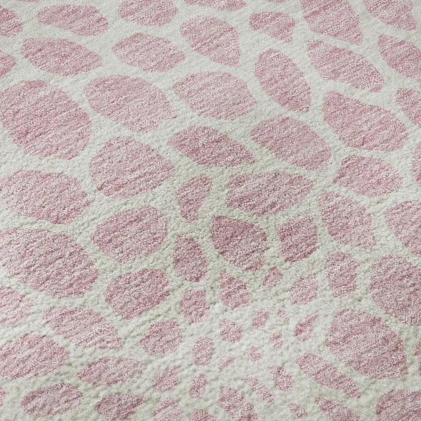 Pink And Ivory Geometric Washable Area Rug With UV Protection Photo 8