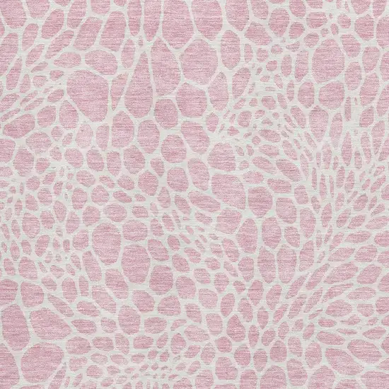 Pink And Ivory Geometric Washable Area Rug With UV Protection Photo 3