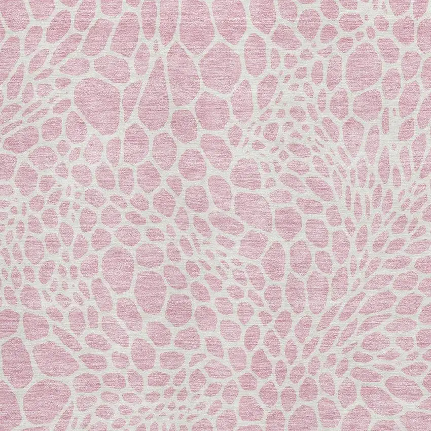 Pink And Ivory Geometric Washable Area Rug With UV Protection Photo 3