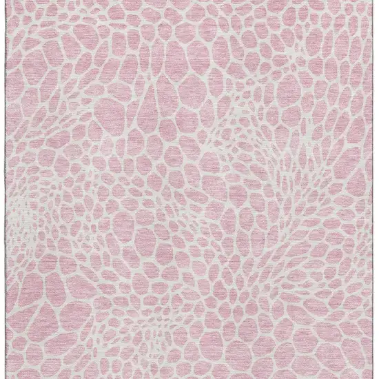 Pink And Ivory Geometric Washable Area Rug With UV Protection Photo 4