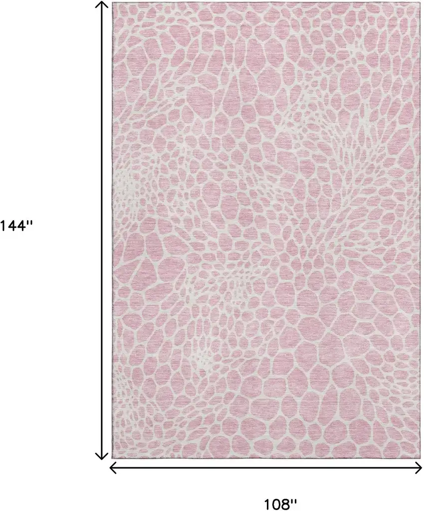 Pink And Ivory Geometric Washable Area Rug With UV Protection Photo 3