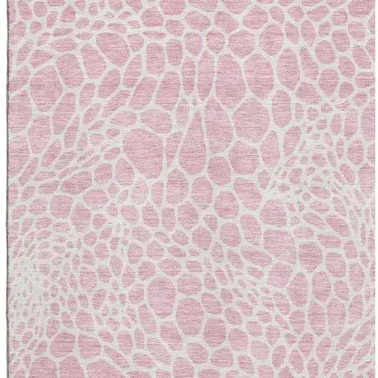 Pink And Ivory Geometric Washable Area Rug With UV Protection Photo 3