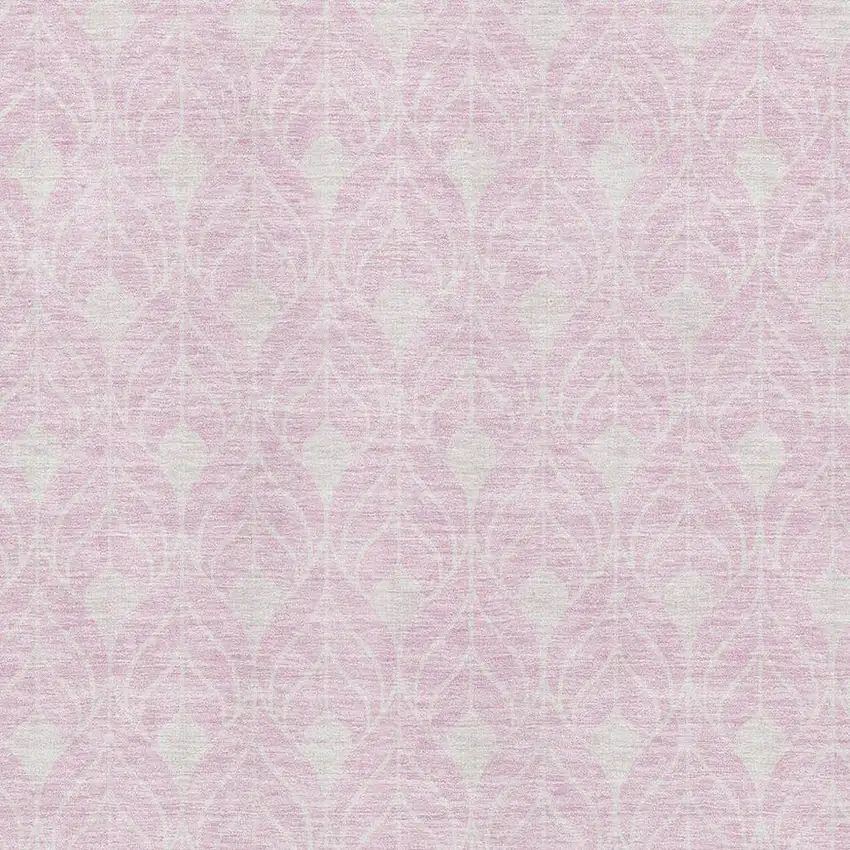 Pink And Ivory Geometric Washable Area Rug With UV Protection Photo 2