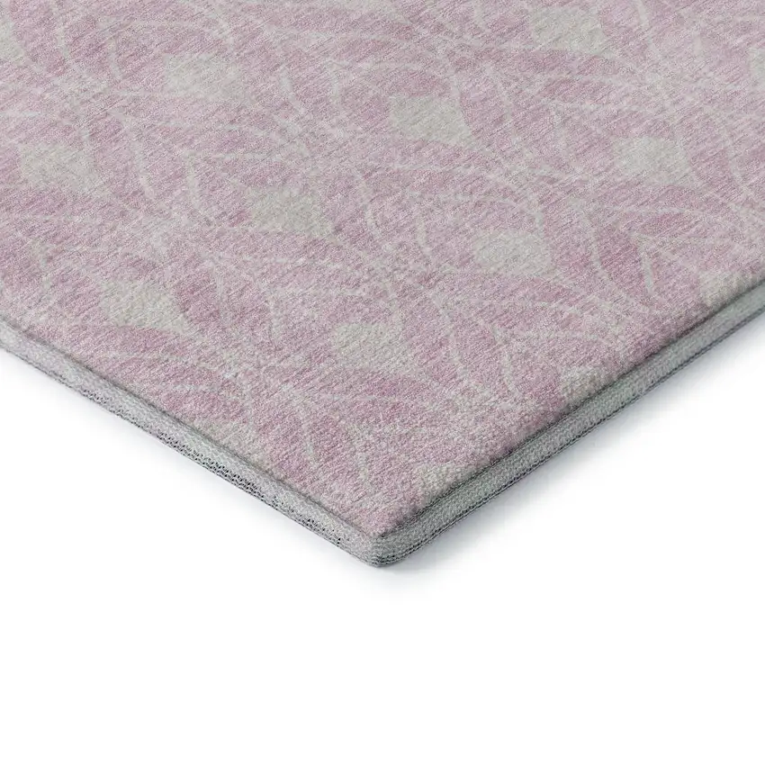 Pink And Ivory Geometric Washable Area Rug With UV Protection Photo 7