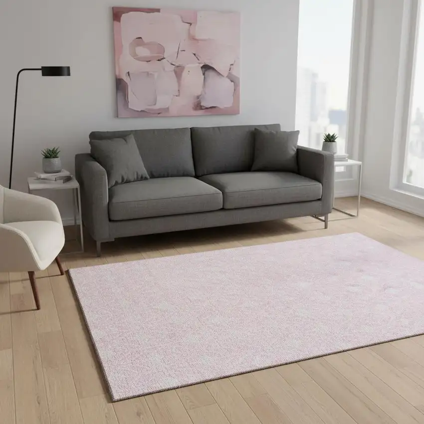 Pink And Ivory Geometric Washable Area Rug With UV Protection Photo 2