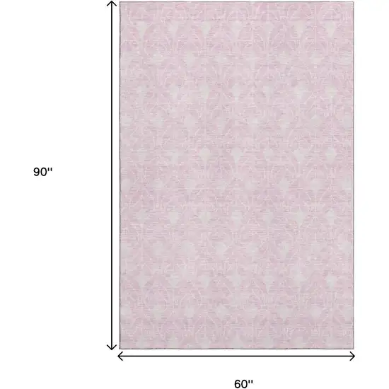 Pink And Ivory Geometric Washable Area Rug With UV Protection Photo 9