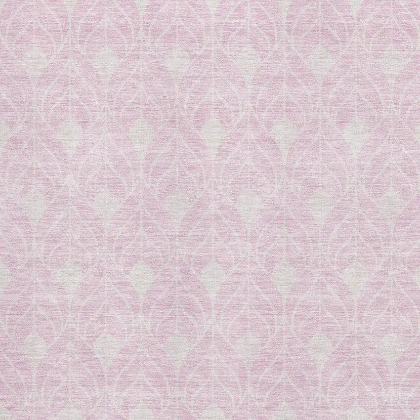 Pink And Ivory Geometric Washable Area Rug With UV Protection Photo 2
