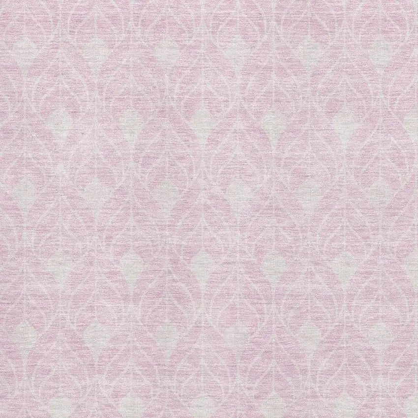 Pink And Ivory Geometric Washable Area Rug With UV Protection Photo 2