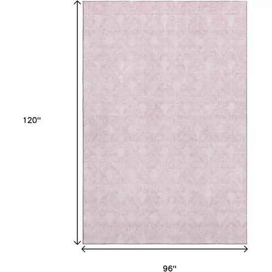 Pink And Ivory Geometric Washable Area Rug With UV Protection Photo 9