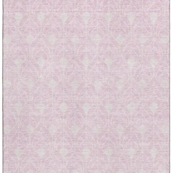 Pink And Ivory Geometric Washable Area Rug With UV Protection Photo 3