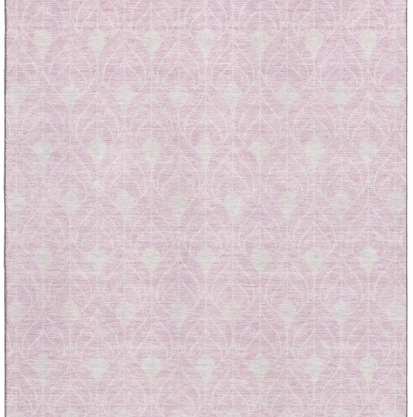Pink And Ivory Geometric Washable Area Rug With UV Protection Photo 3