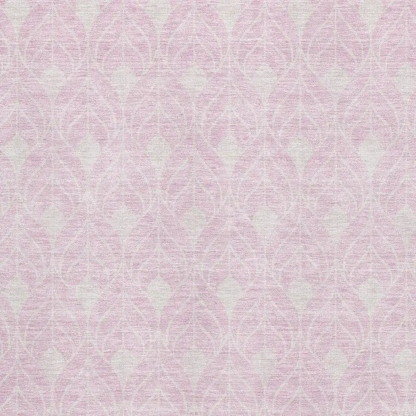 Pink And Ivory Geometric Washable Area Rug With UV Protection Photo 2