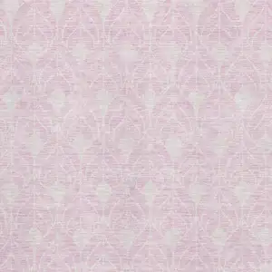 Photo of Pink And Ivory Geometric Washable Area Rug With UV Protection