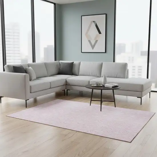 Pink And Ivory Geometric Washable Area Rug With UV Protection Photo 2