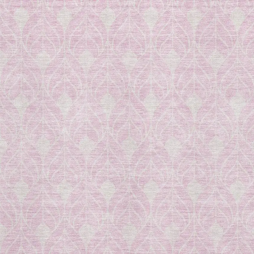 Pink And Ivory Geometric Washable Area Rug With UV Protection Photo 2