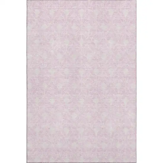 Pink And Ivory Geometric Washable Area Rug With UV Protection Photo 1