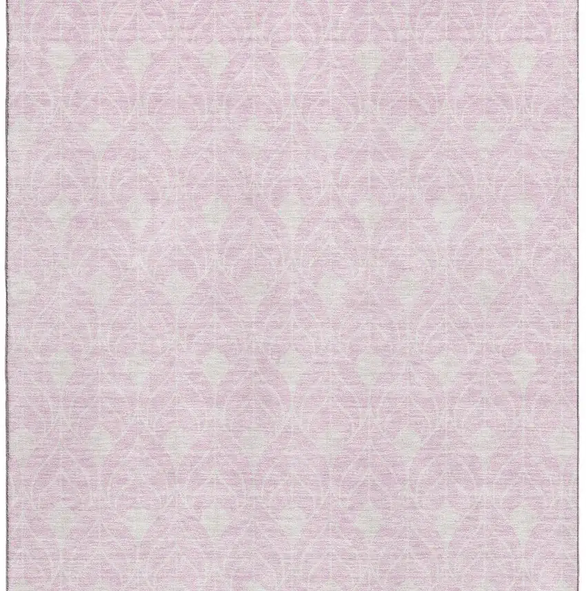 Pink And Ivory Geometric Washable Area Rug With UV Protection Photo 3
