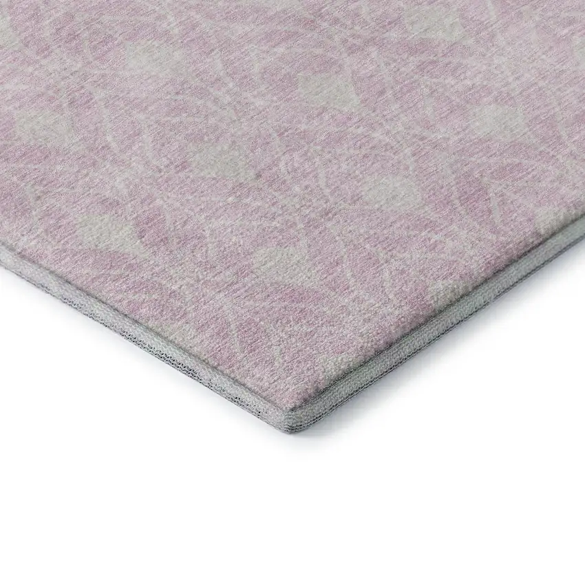 Pink And Ivory Geometric Washable Area Rug With UV Protection Photo 7