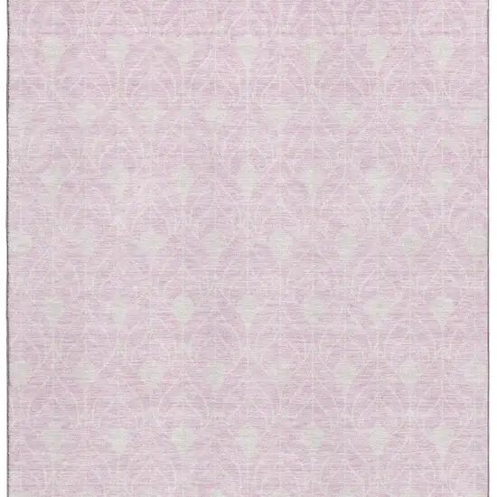 Pink And Ivory Geometric Washable Area Rug With UV Protection Photo 3