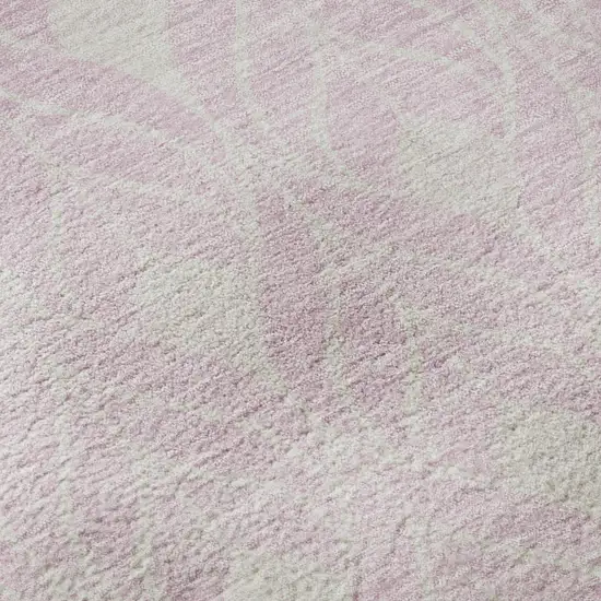 Pink And Ivory Geometric Washable Area Rug With UV Protection Photo 9