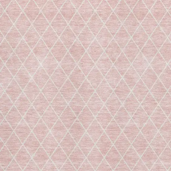 Pink And Ivory Geometric Washable Area Rug With UV Protection Photo 2