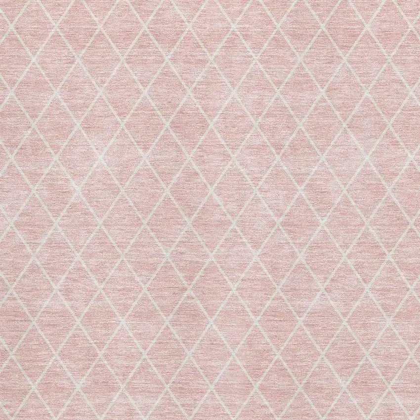 Pink And Ivory Geometric Washable Area Rug With UV Protection Photo 2