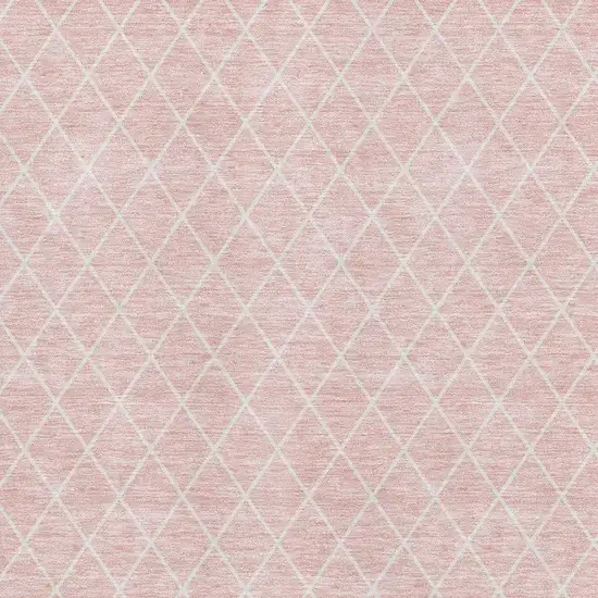 Pink And Ivory Geometric Washable Area Rug With UV Protection Photo 2