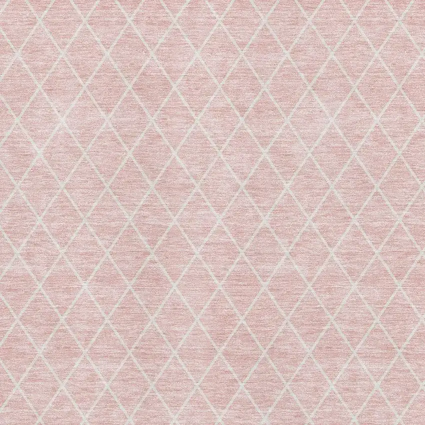 Pink And Ivory Geometric Washable Area Rug With UV Protection Photo 2