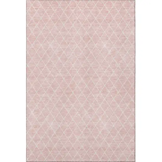Pink And Ivory Geometric Washable Area Rug With UV Protection Photo 3