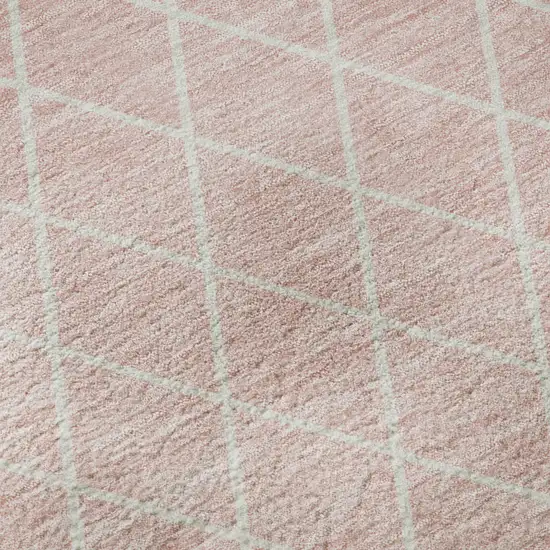 Pink And Ivory Geometric Washable Area Rug With UV Protection Photo 9