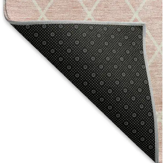 Pink And Ivory Geometric Washable Area Rug With UV Protection Photo 6